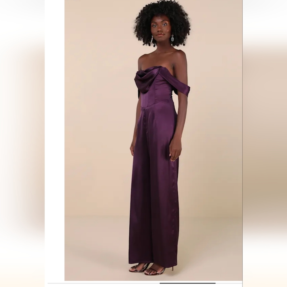 Elegant Purple Off-Shoulder Jumpsuit